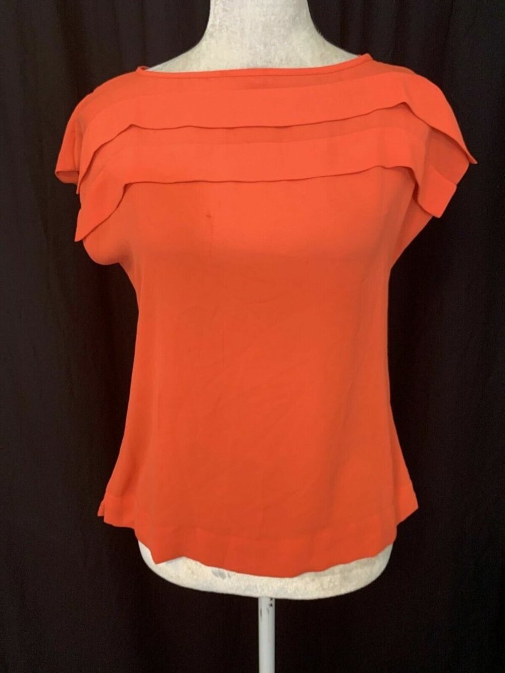Banana Republic Womens Solid Red Orange Short Sleeve Top Blouse Xs